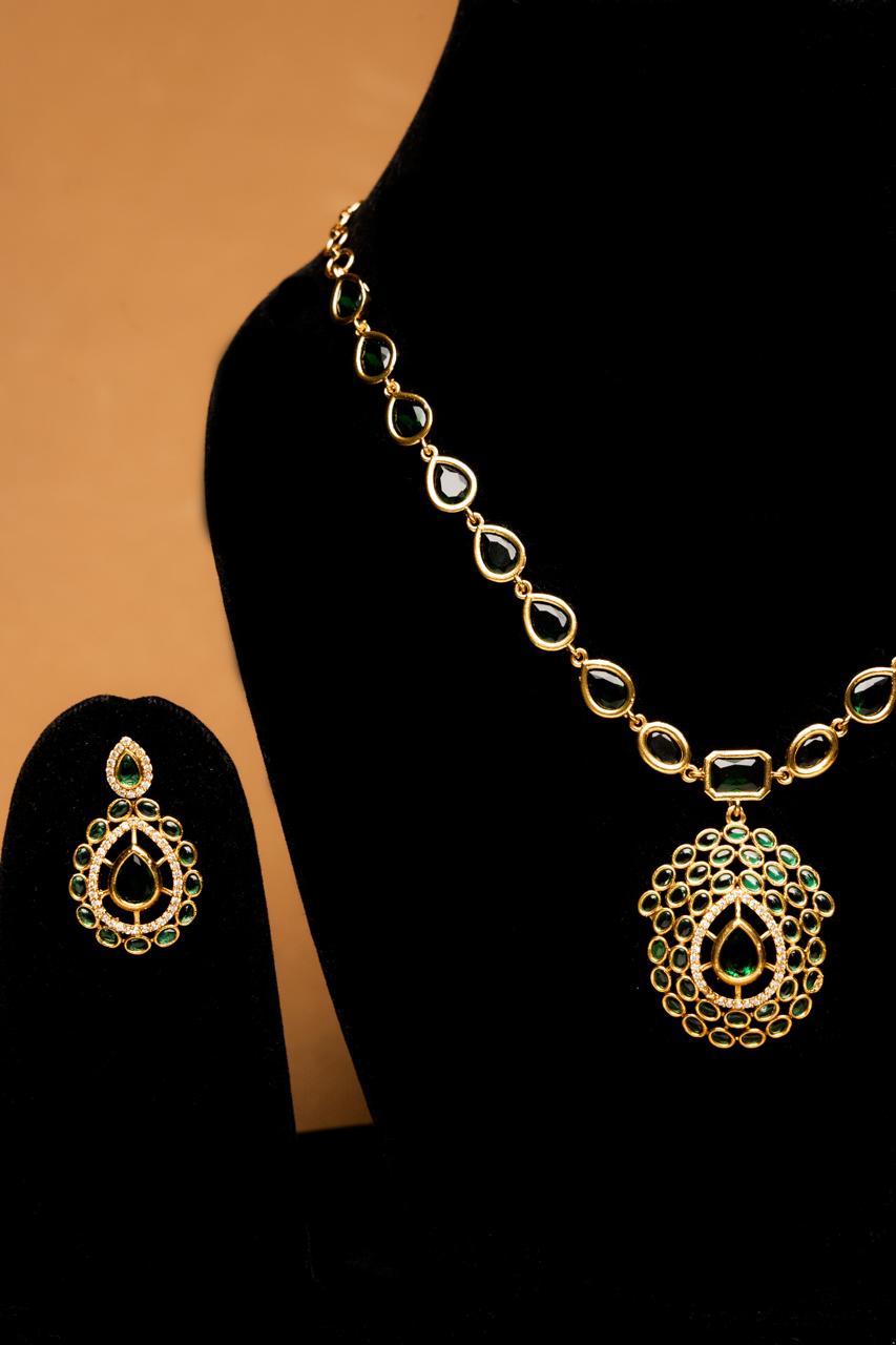 Elegant Gold-Plated Necklace & Earring Set
