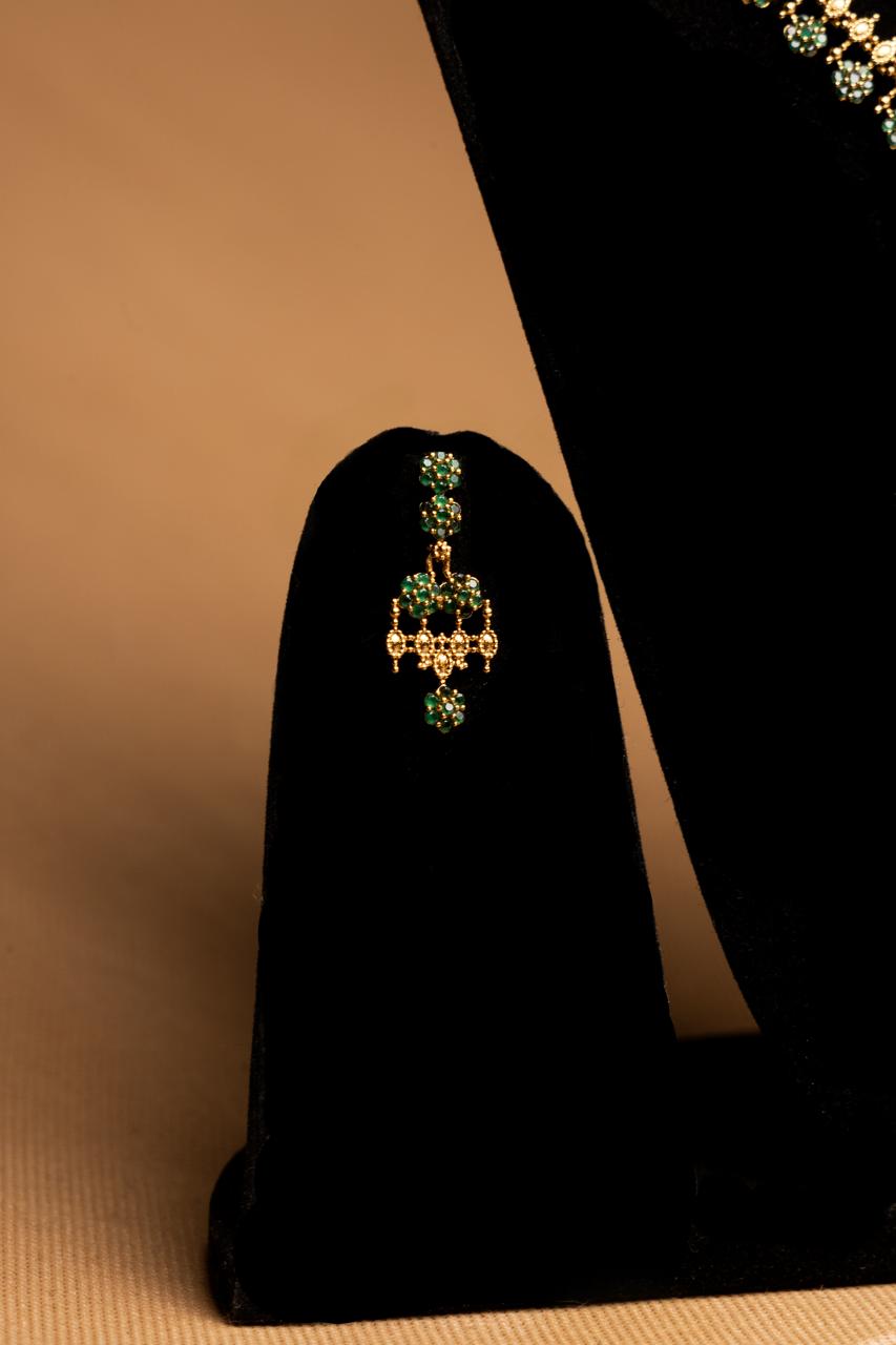 Elegant Gold & Emerald Necklace Set