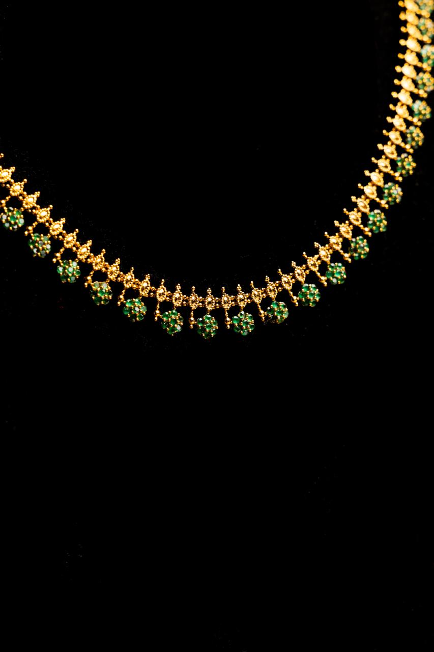 Elegant Gold & Emerald Necklace Set